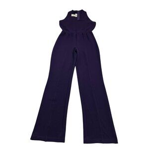 Vintage Cache Jumpsuit Womens 4 Purple Nylon‎ Sleeveless Straight Leg 70s Disco